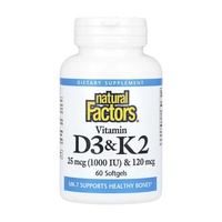 Vitamin D3 & K2 25 mcg (1000 IU) & 120 mcg - 60 softgels